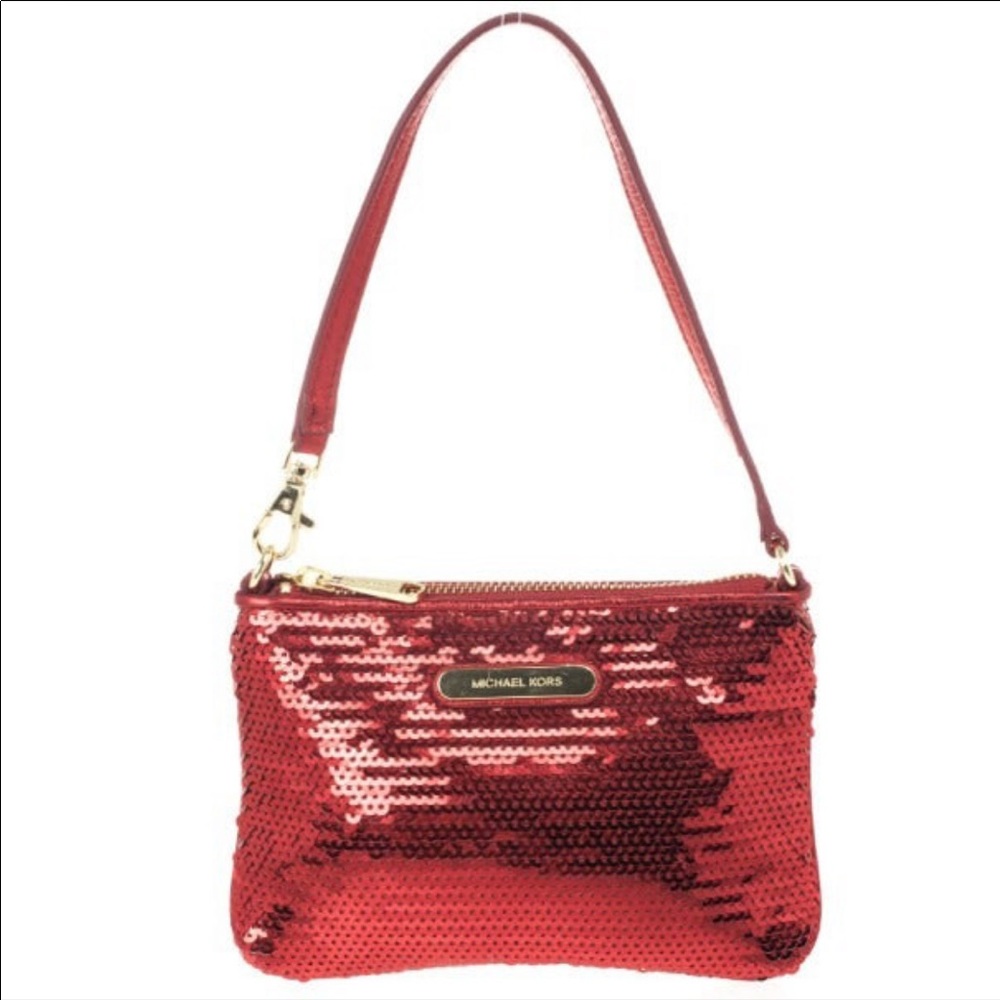 NEW Michael by Michael Kors Red Sequin Wristlet Purse